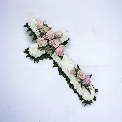 White Blocked Cross Pink Sprays