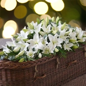 White Oriental Lily Coffin Spray