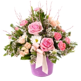 Pink and White Zinc Arrangement