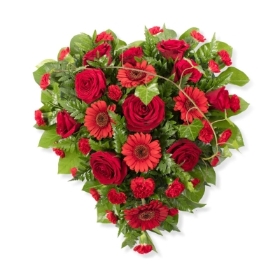 Red Rose, Carnation & Germini Heart